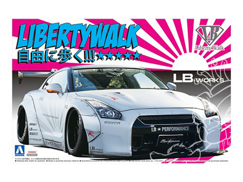 Aoshima maquette voiture 54031 Nissan GT-R R35 Ver.2 LB Works Liberty Walk 1/24