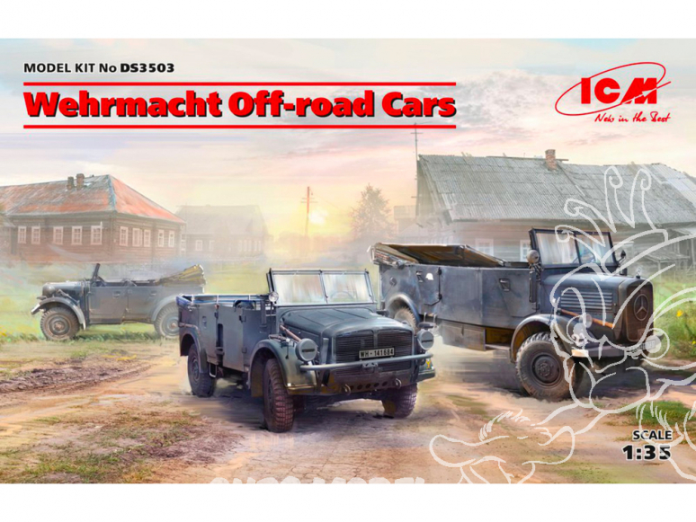 Icm maquette militaire DS3503 Wehrmacht Off-road Cars (Kfz.1, Horch 108 Typ 40, L1500A) 1/35