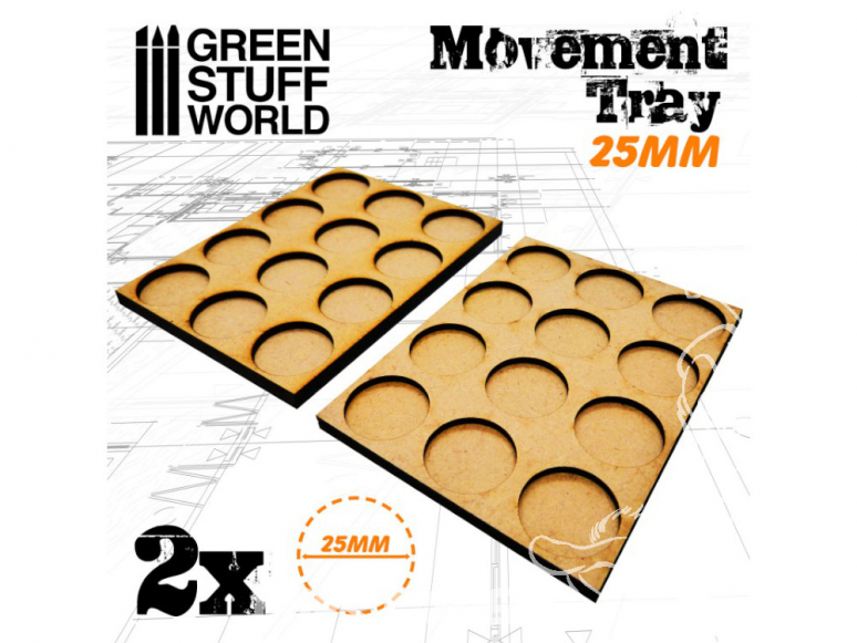 Green Stuff 502862 Plateaux de Mouvement MDF 25mm 3x4 - Hordes en Ligne