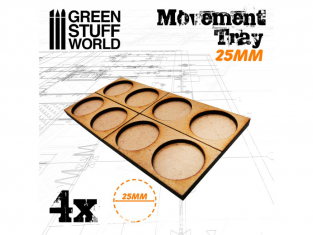 Green Stuff 502848 Plateaux de Mouvement MDF 25mm 2x1 - Hordes en Ligne