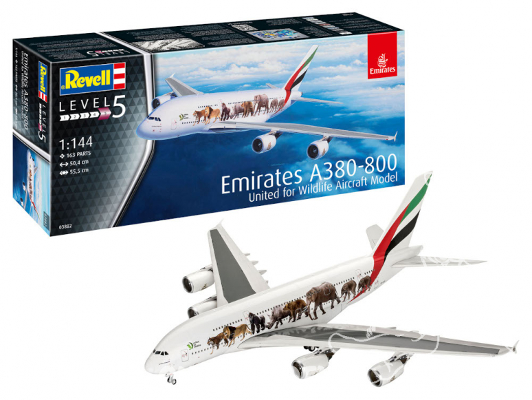Revell maquette avion 03882 Airbus A380-800 Emirates "Wild Life" 1/144