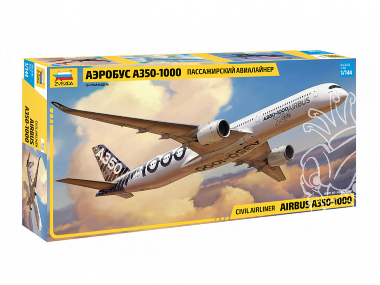 Zvezda maquette avion 7020 Civil airliner Airbus A350-1000 1/144