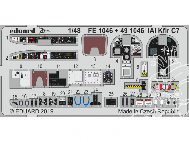 EDUARD photodecoupe avion FE1046 Zoom Intérieur IAI Kfir C7 AMK 1/48