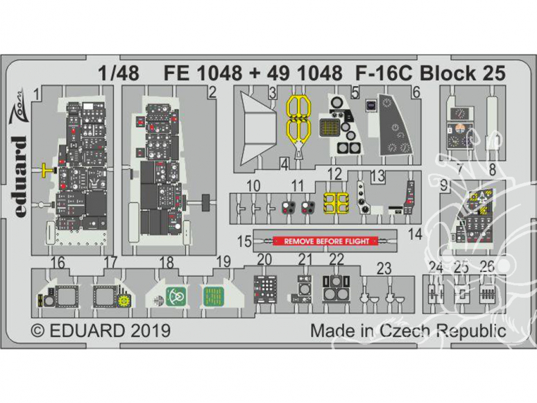 EDUARD photodecoupe avion FE1048 Zoom Amélioration F-16C Block 25 Tamiya 1/48