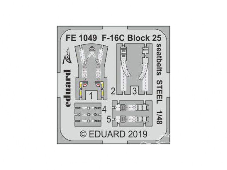 EDUARD photodecoupe avion FE1049 Harnais métal F-16C Block 25 Tamiya 1/48