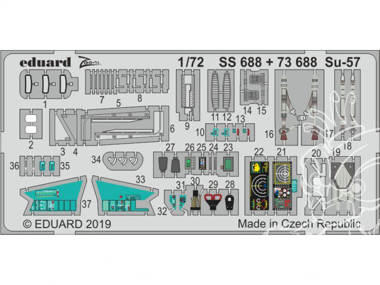 Eduard photodecoupe avion 73688 Amélioration Sukhoi Su-57 Zvezda 1/72