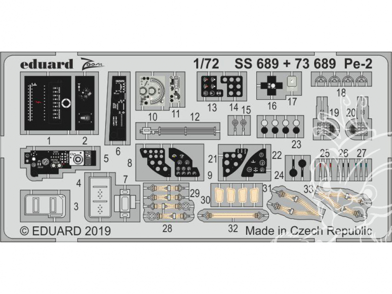 Eduard photodecoupe avion SS689 Zoom Amélioration Pe-2 Zvezda 1/72