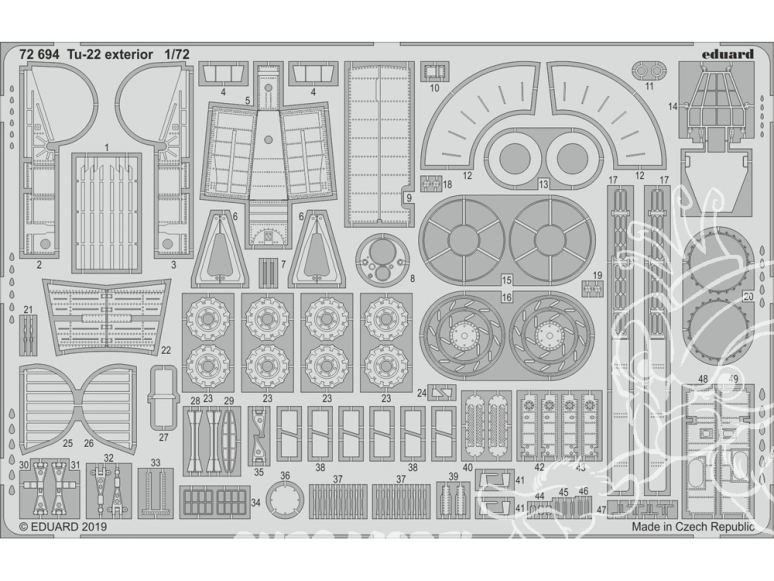 Eduard photodecoupe avion 72694 Extérieur Tupolev Tu-22 Trumpeter 1/72