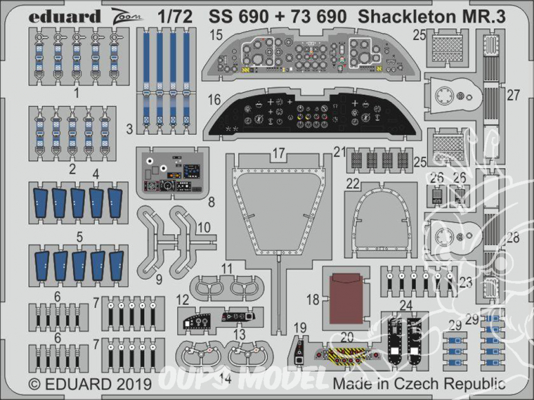Eduard photodecoupe avion SS690 Zoom Amélioration Shackleton MR.3 Revell 1/72