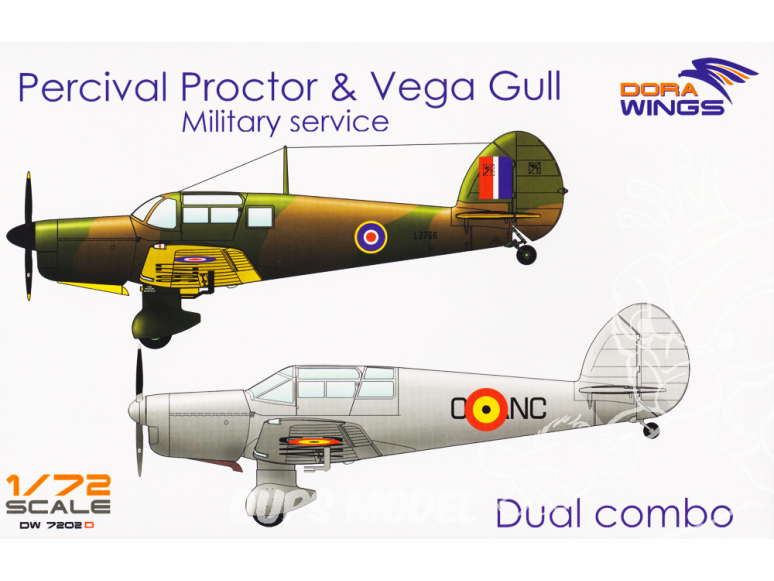 Dora Wings maquette avion DW7202D Percival Proctor & Vega Gull Service militaire Dual Combo 1/72