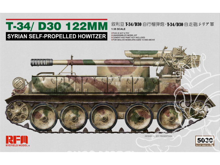Rye Field Model maquette militaire 5030 T-34 / D30 122mm Obusier automoteur Syrien 1/35