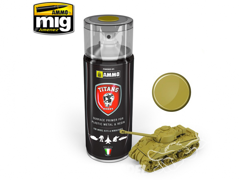 MIG peinture bombe TTH111 Apprêt Jaune désert mat Plastique métal Résine - Dunkelgelb Matt Primer 400ml