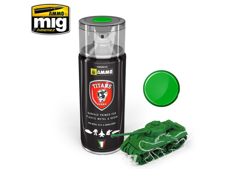 MIG peinture bombe TTH106 Apprêt Vert émeraude Mat Plastique métal Résine - Emerald green Matt Primer 400ml