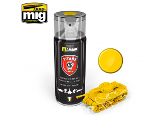 MIG peinture bombe TTH104 Apprêt Jaune imperial Mat Plastique métal Résine - Imperial Yellow Matt Primer 400ml