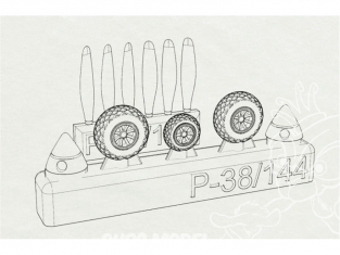 Brengun kit d'amelioration avion BRL144146 P-38 Roues et hélices pour kit Fujimi 1/144