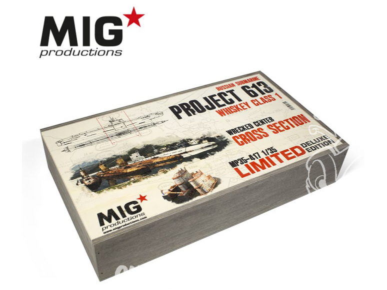 MIG Productions by AK MP35-417 Sous-Marin Russe Project 613 Whiskey Class 1 Section centrale Epave 1/35