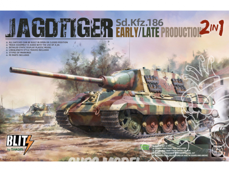 Takom maquette militaire 8001 Jagtiger Sd.Kfz.186 Early et Late production 2in1 1/35