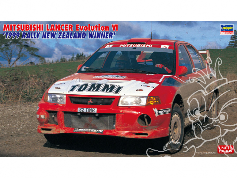 Hasegawa maquette voiture 20415 Mitsubishi Lancer Evolution VI «Vainqueur du Rallye de Nouvelle-Zélande 1999» 1/24