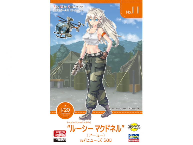 Hasegawa maquette avion 52223 Collection Egg Girls No.11 "Lucy MacDonnell" (Armée) avec Hughes 500 1/20