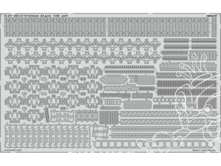 Eduard photodecoupe bateau 53247 USS CV-10 Yorktown AA Guns Trumpeter 1/350