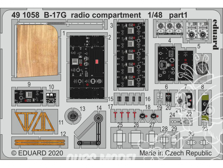 EDUARD photodecoupe avion 491058 Compartiment radio B-17G Hk Models 1/48