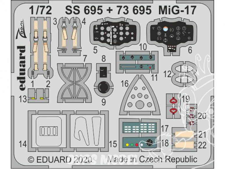 Eduard photodecoupe avion 73695 Amélioration MiG-17 Airfix 1/72