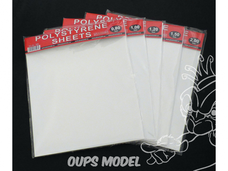 Plus Model 526 plaques Polystyrene blanches 220x190 0.8mm