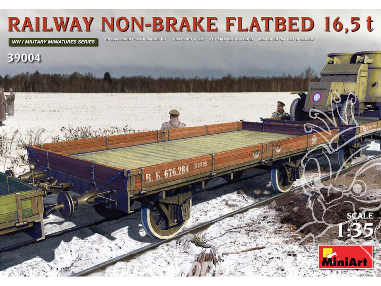 Mini Art maquette militaire 39004 WAGON PLATE-FORME FERROVIAIRE NON FREINE 16,5t 1/35