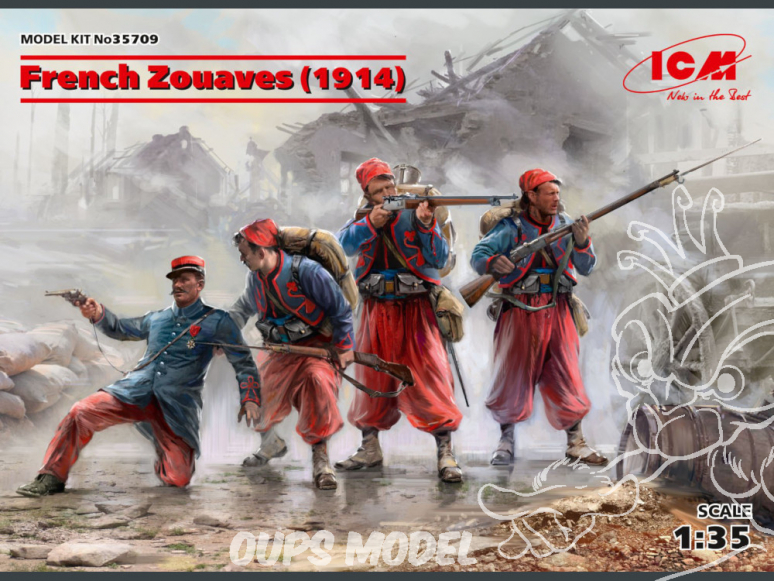 Icm maquette figurines 35709 4 Zouaves français (1914) 100% nouveaux moules WWI 1/35