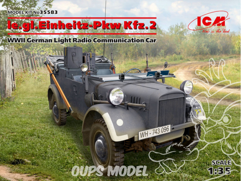 Icm maquette figurines 35583 le.gl.Einheitz-Pkw Kfz.2 German Light Radio Communication Car WWII 1/35