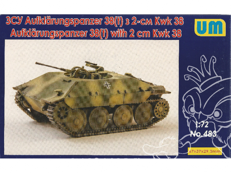 UM Unimodels maquettes militaire 483 Aufklarungspanzer 38(t) avec 2cm Kwk38 Véhicule de reconnaissance à chenilles 1/72