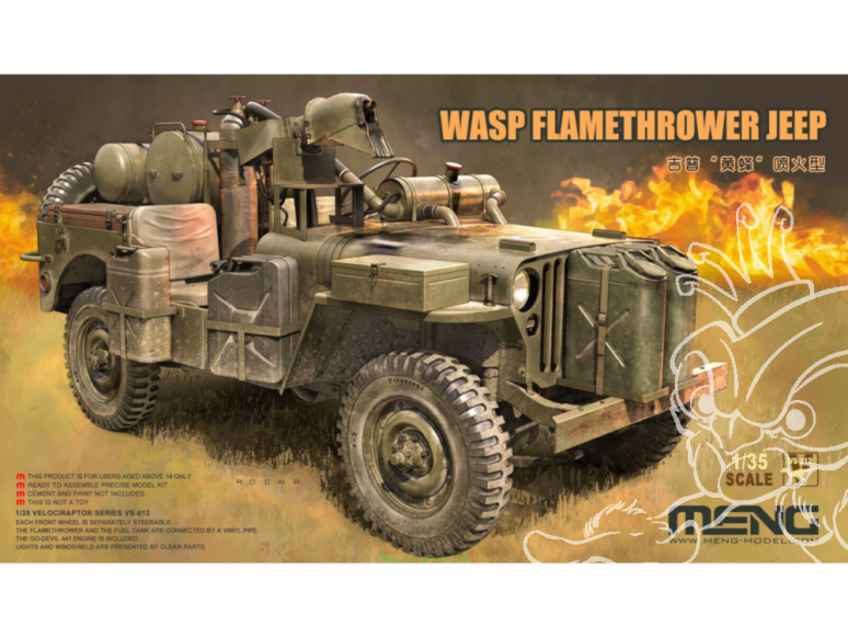 Meng maquette militaire VS-012 Willys MB WASP Lance flammes 1/35
