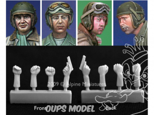 Alpine figurine H002 Ensemble de tête et mains d'equipier de char américain WW2 1/35