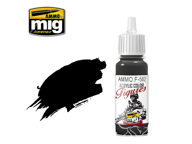 MIG peinture figurine F-502 Noir contour 17ml