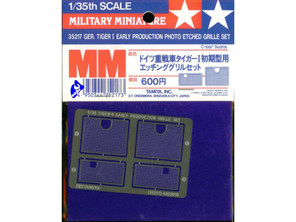 tamiya maquette militaire 35217 grilles photodécoupe tigre I 1/3