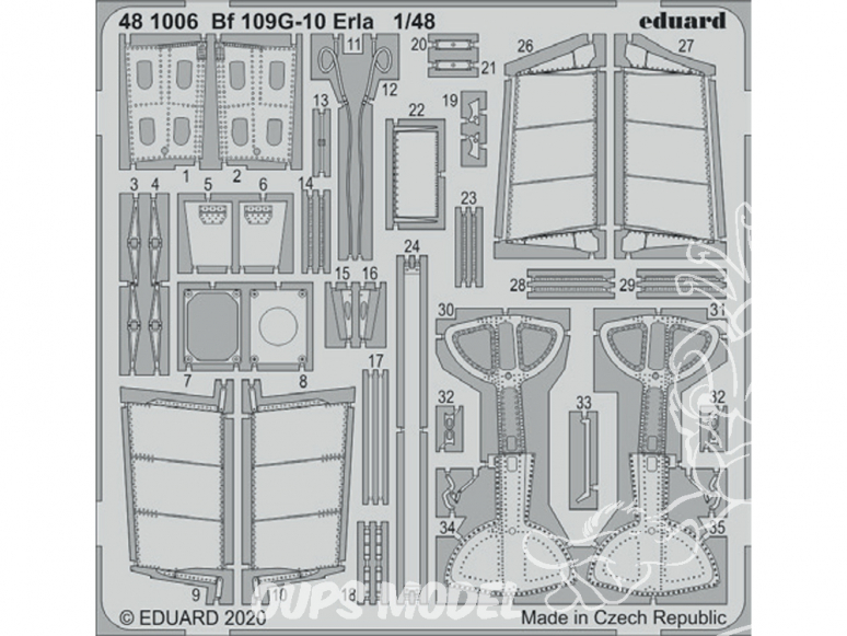 EDUARD photodecoupe avion 481006 Amélioration Messerschmitt Bf 109G-10 Erla Eduard 1/48