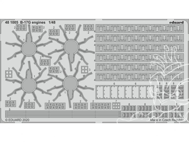 EDUARD photodecoupe avion 481005 Moteurs B-17G Hk Models 1/48