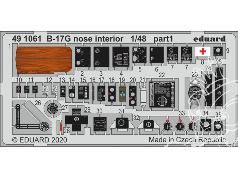 EDUARD photodecoupe avion 491061 Intérieur nez B-17G Hk Models 1/48