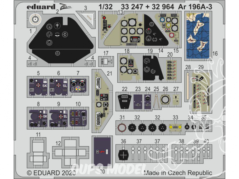 Eduard photodécoupe avion 32964 Amélioration Arado Ar 196A-3 Revell 1/32