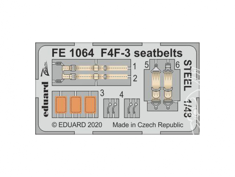 EDUARD photodecoupe avion FE1064 Harnais métal F4F-3 Hobby Boss 1/48