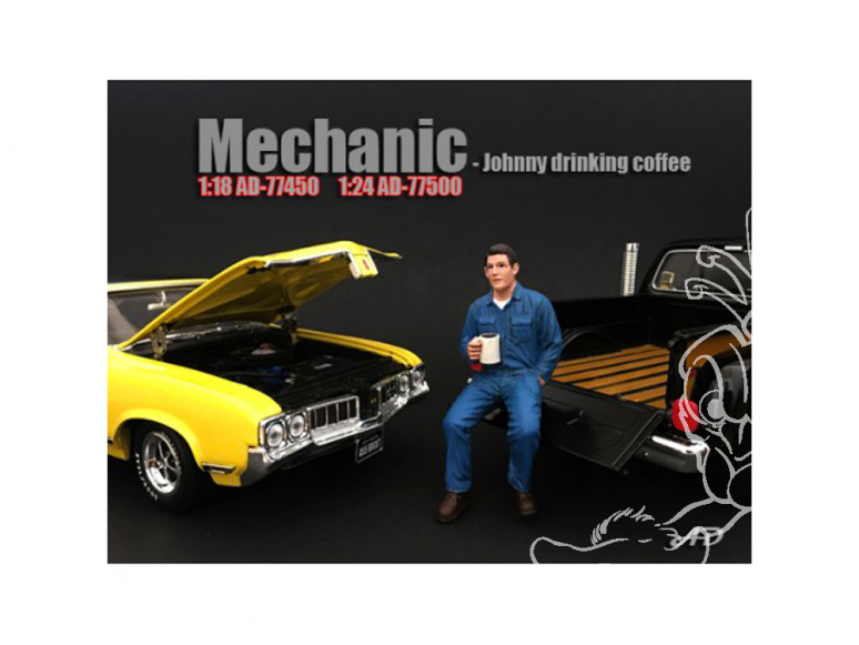 American Diorama figurine AD-77500 Mécanicien - Johnny boit un café 1/24