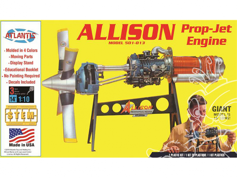 Atlantis maquette avion H1551 Moteur Allison Prop Jet 501-D13 1/10