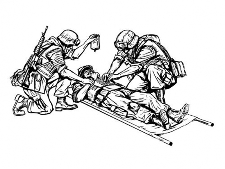 CMK figurine f35195 US Marines en Irak soldat blessé sur une civière et 2 médecins 3 figurines 1/35