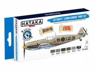 Hataka Hobby peinture acrylique Blue Line BS32 Luftwaffe Legion Condor paint set set 6 x 17ml