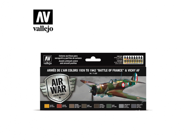 Vallejo Set Air War series 71626 Armée de l’Air colors 1939 to 1942 Battle of France et Vichy AF 8x17ml