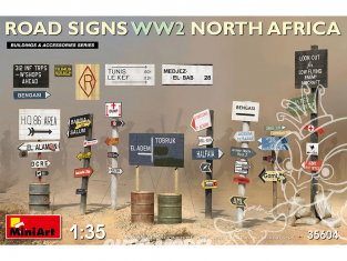 Mini Art maquette militaire 35604 Panneaux indicateurs de route AFRIQUE DU NORD WWII 1/35
