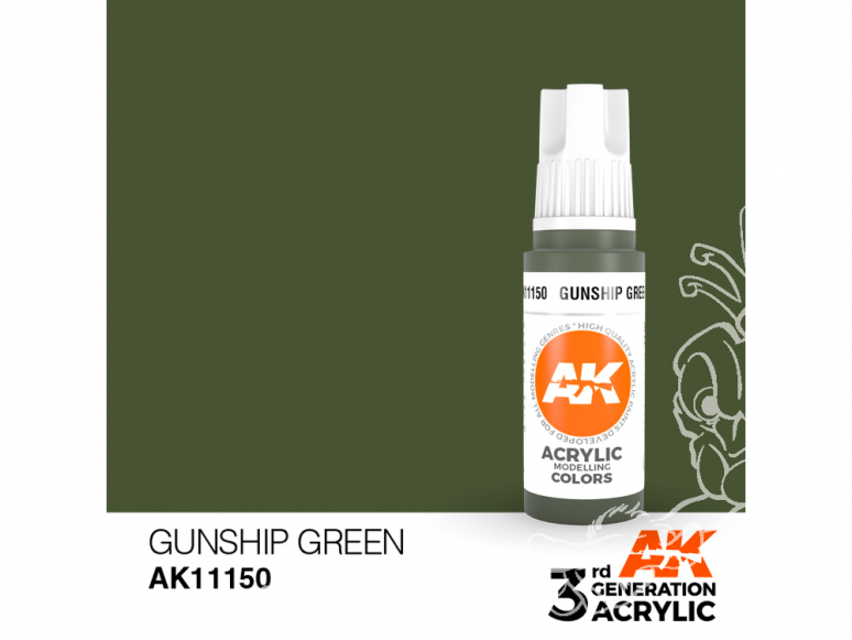 Ak interactive peinture acrylique 3G AK11150 Vert Gunship 17ml