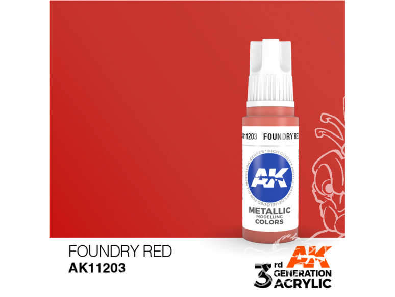 Ak interactive peinture acrylique 3G AK11203 Rouge fonderie métallique 17ml