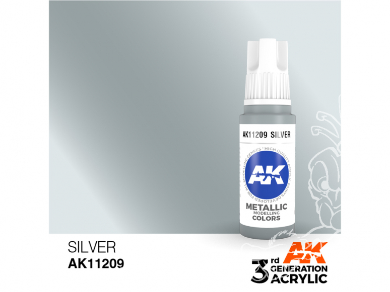 Ak interactive peinture acrylique 3G AK11209 Argent 17ml