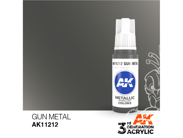 Ak interactive peinture acrylique 3G AK11212 Gun métal 17ml